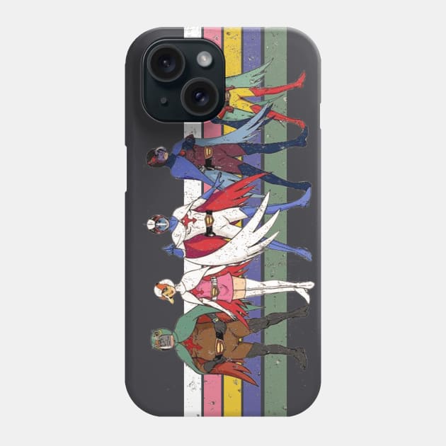 Battle of the  planets Gatachaman  G  Force Retro Colour Stripe Phone Case by Surfer Dave Designs