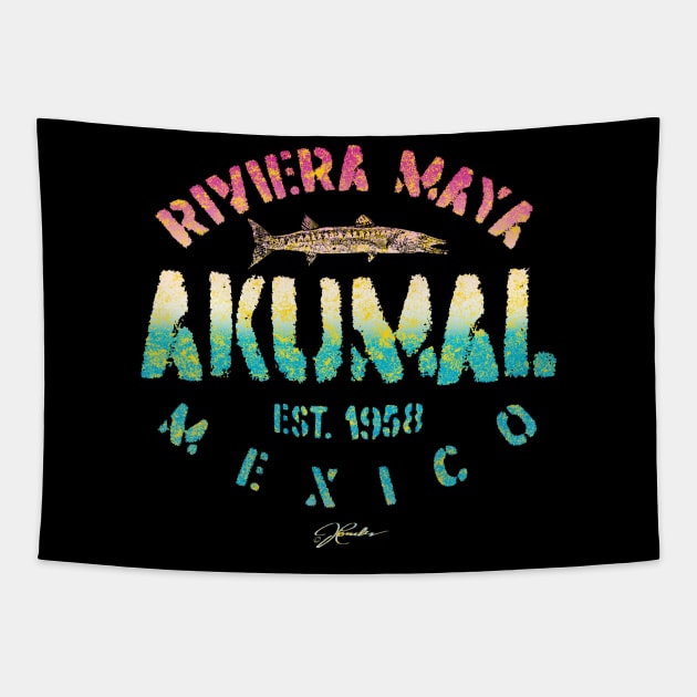 Akumal, Riviera Maya, Mexico, with Great Barracuda Tapestry by jcombs