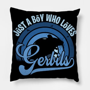 Funy Quote Just A Boy Who Loves gerbils Blue 80s Retro Vintage Sunset Gift IdeA for boys Pillow