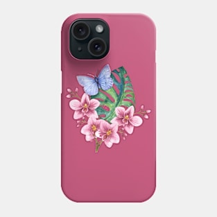 Butterfly with Orchids Phone Case