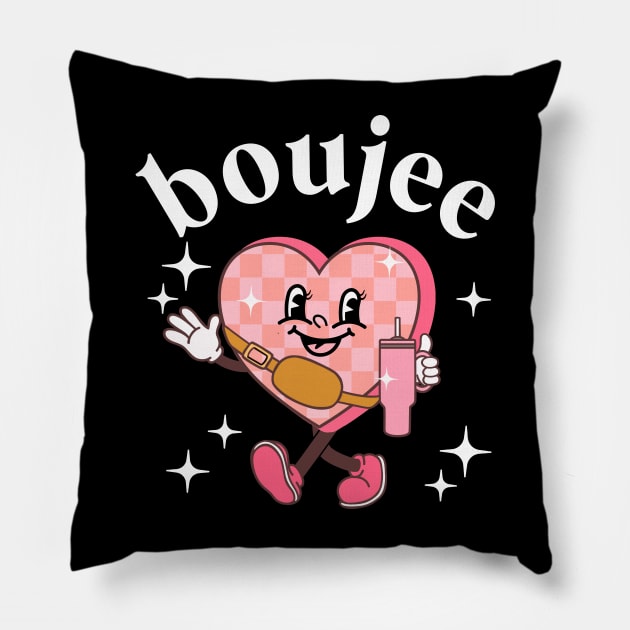 Boujee Valentines Day Heart Bougie Girlfriend Coffee Lover Pillow by SilverLake