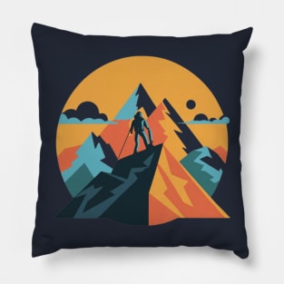 A stylized mountain landscape Pillow