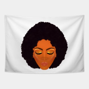 Chic Afro and Gold Makeup (White Background) Tapestry