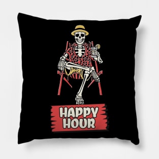 Drinking Skeleton , Happy hour Pillow