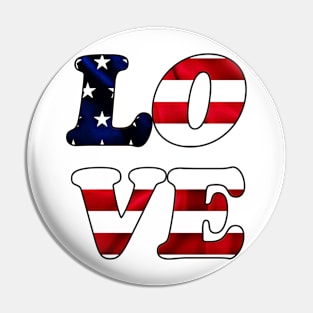 Love, American flag, 4th of July, American independence day design Pin