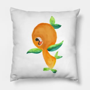 Orange Bird Watercolor Pillow