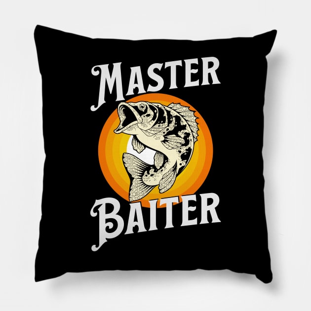 Master Baiter Funny Fishing Pillow by DigitalNerd