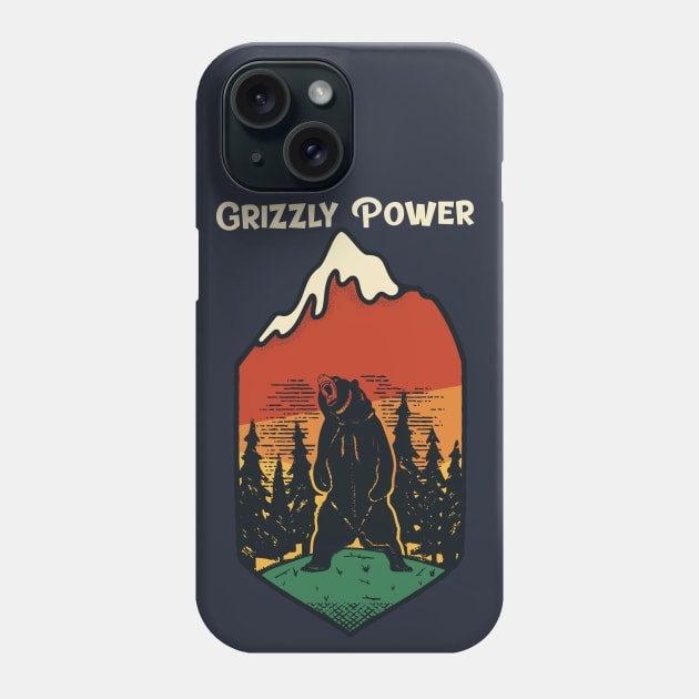 Grizzly Power / Retro Design / Vintage Design Phone Case by Redboy