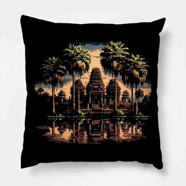 Angkor Wat Pixel Art Pillow by Pixel-Eye