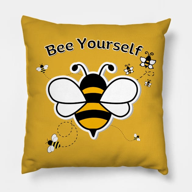 Be Yourself: Unleash Your Inner Buzz with Our Bee-Inspired T-Shirt Collection! Pillow by HaMa-Cr0w