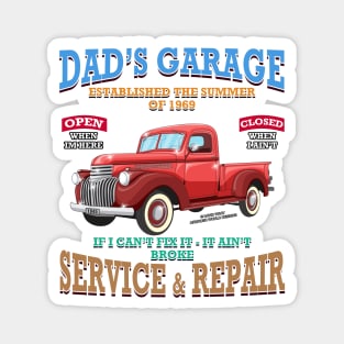 Dad's Garage Classic Car Racing Hot Rod Novelty Gift Magnet