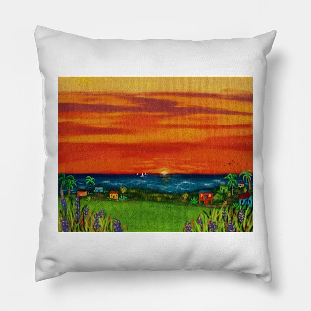 Island Sunset Pillow by gldomenech