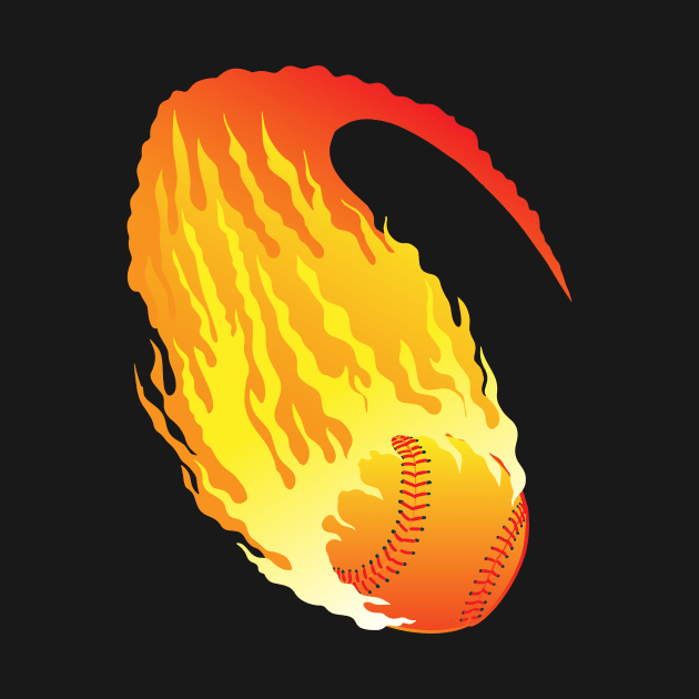 Retro Baseball on fire Softball Fan Design by Luxara