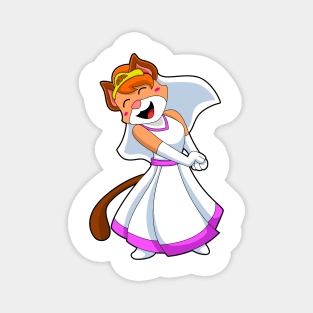 Cat as Bride with Wedding dress & Crown Magnet