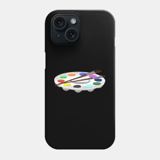 Round Artist Palette with Paints and Paint Brushes Phone Case