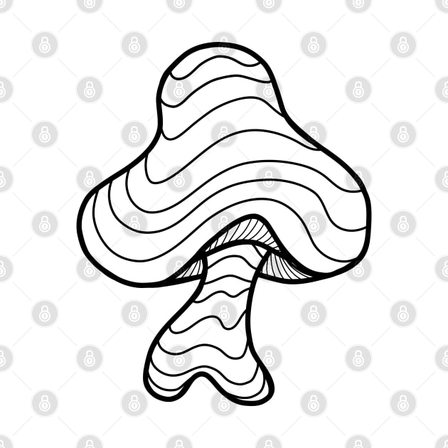 The Perfect Magic Mushroom: Trippy Wavy Black and White Contour Lines by Ciara Shortall Art