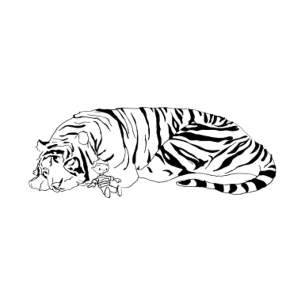 Discover Tiger and its Doll b/w - Calvin And Hobbes - T-Shirt