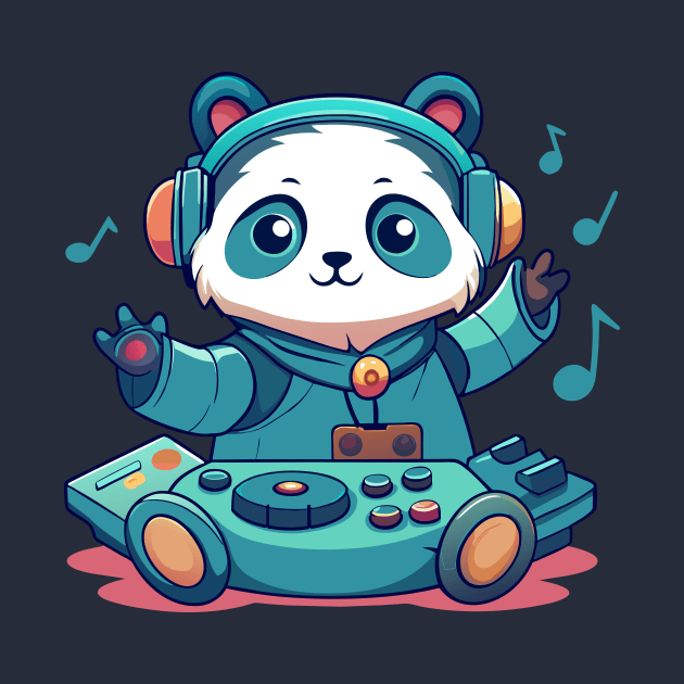 cute panda playing dj music by Shapwac12