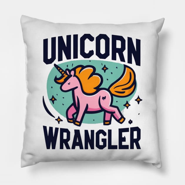 Unicorn Wrangler Pillow by Ruru Project Studio