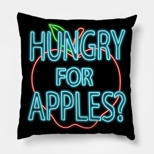 Neon Hungry for Apples Logo Pillow