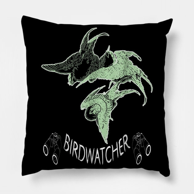 Bird Watching T-Shirt - Vintage Birdwatcher Illustration Pillow by jrgmerschmann