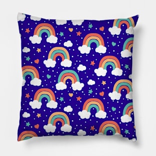 Blue Rainbows and Stars Pillow