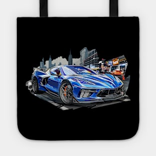 Blue C8 Corvette Street Scene supercar race car muscle car sportscar Rapid Blue Riptide Blue Elkhart Lake Blue Corvette C8 Tote