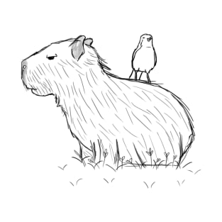 Baby Capybara and a bird T-Shirt