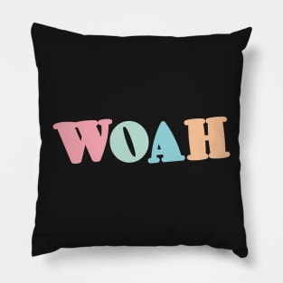 WOAH Trendy Meme Viral Dance Themed Sticker Pastel Colors Mint Pink Green Pillow