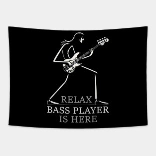 Relax Bass Player Is Here - Funny Distressed Bass Player Design Tapestry