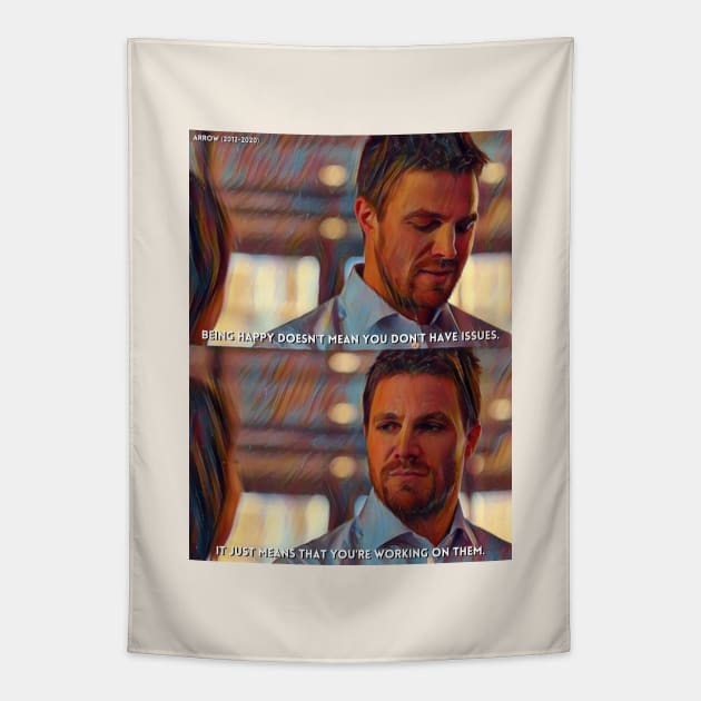 Being Happy | Arrow (2012-2020) TV Series Digital Fan Art Tapestry by Sentiment et al.