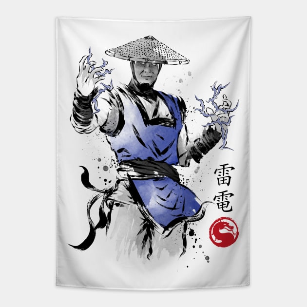 Thunder God sumi-e Tapestry by DrMonekers