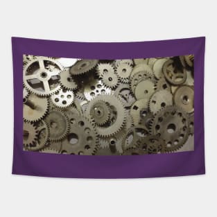 metal, vintage, old, technology, abstract,  mechanical, gold, connect, gears, photo, mechanism Tapestry