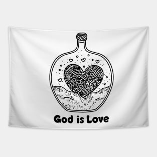 God is love. Doodle illustration. Tapestry