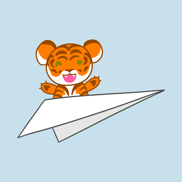 Cute Tiger on a Paper Airplane by icecat8