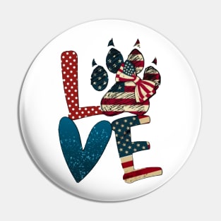 Flag American Love Cat Paw Pin