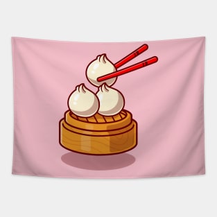 Dimsum With Chopstick Cartoon Tapestry