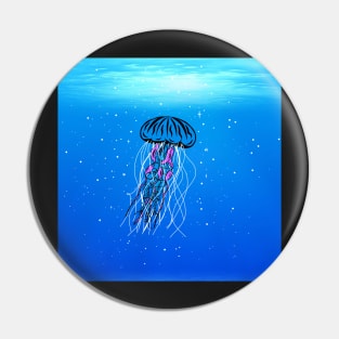 Glowing Jellyfish Galaxy Underwater Pin