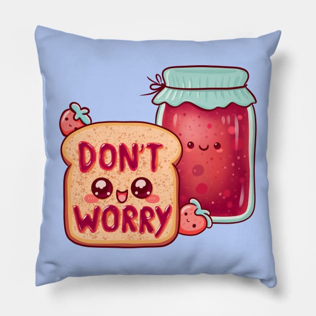 Don't Worry, Just Enjoy Pillow by Verbinavision