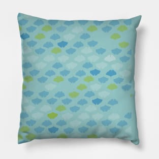 Ginkgo pattern in blue Pillow
