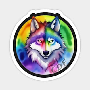 Rainbow Wolf Magnet