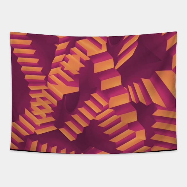 Liminal Stairs Orange Haze Tapestry by IgorAndMore