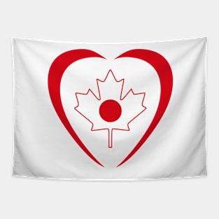 Japanese Canadian Multinational Patriot Flag Series (Heart) Tapestry