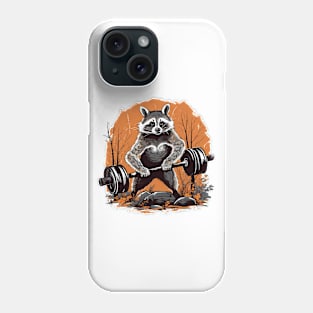 raccoon lifting weight Phone Case