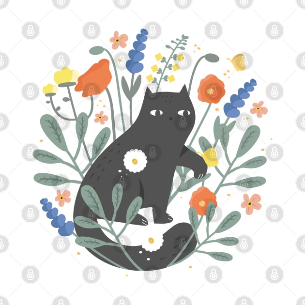 Black kitty in the garden by crealizable