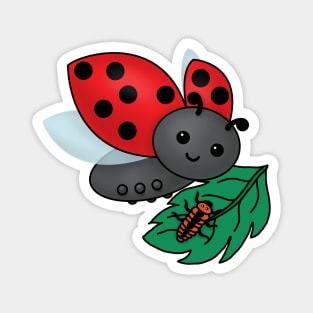 Mom Ladybug with Larvae Magnet