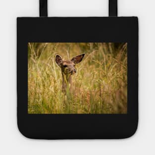 Doe Looks on From Grasses Tote