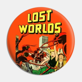 Invasion Giant Ants City Lost Worlds Girl Yellow Retro Comic Vintage Cartoon Pin