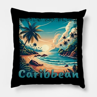 Caribbean Vacation Beach America Grunge Style Pillow