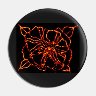 FIRE ORANGE GLASS ROSE Pin